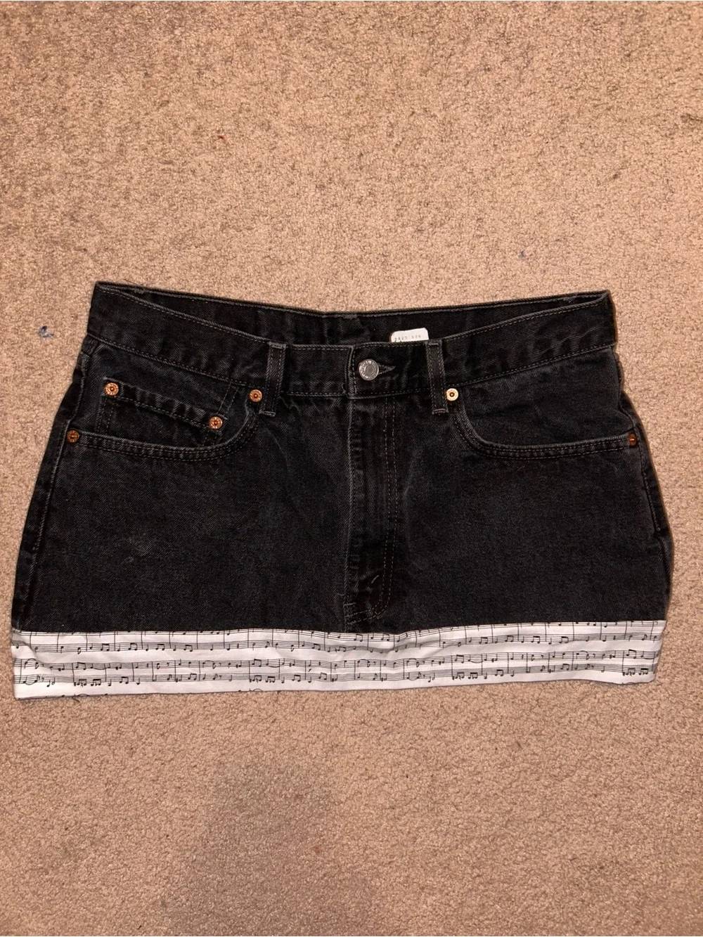 Upcycled size Men’s 34 Levi’s black denim miniskirt